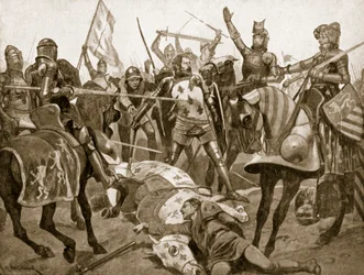 La bataille de Poitiers, 19 septembre 1356, illustration tirée de « Hutchinson